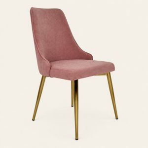 Silla de comedor rosa — Chaise Poudrée, imagen principal sobre fondo beige claro