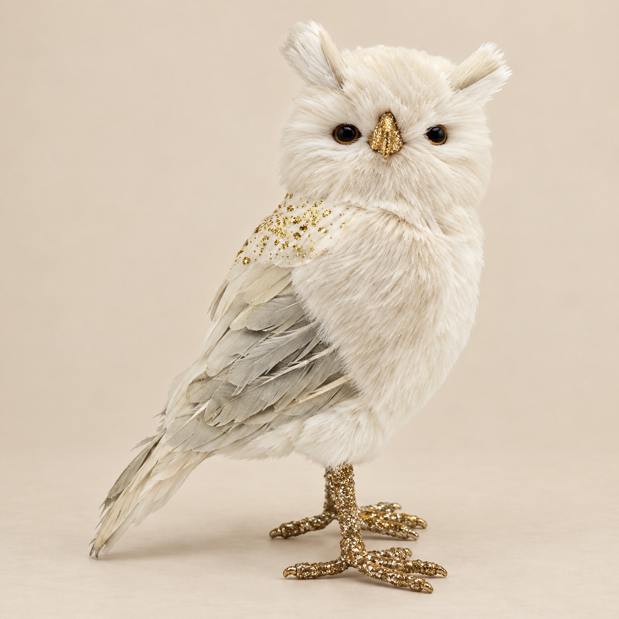 Búho decorativo — Hibou Duveteux sobre fondo beige