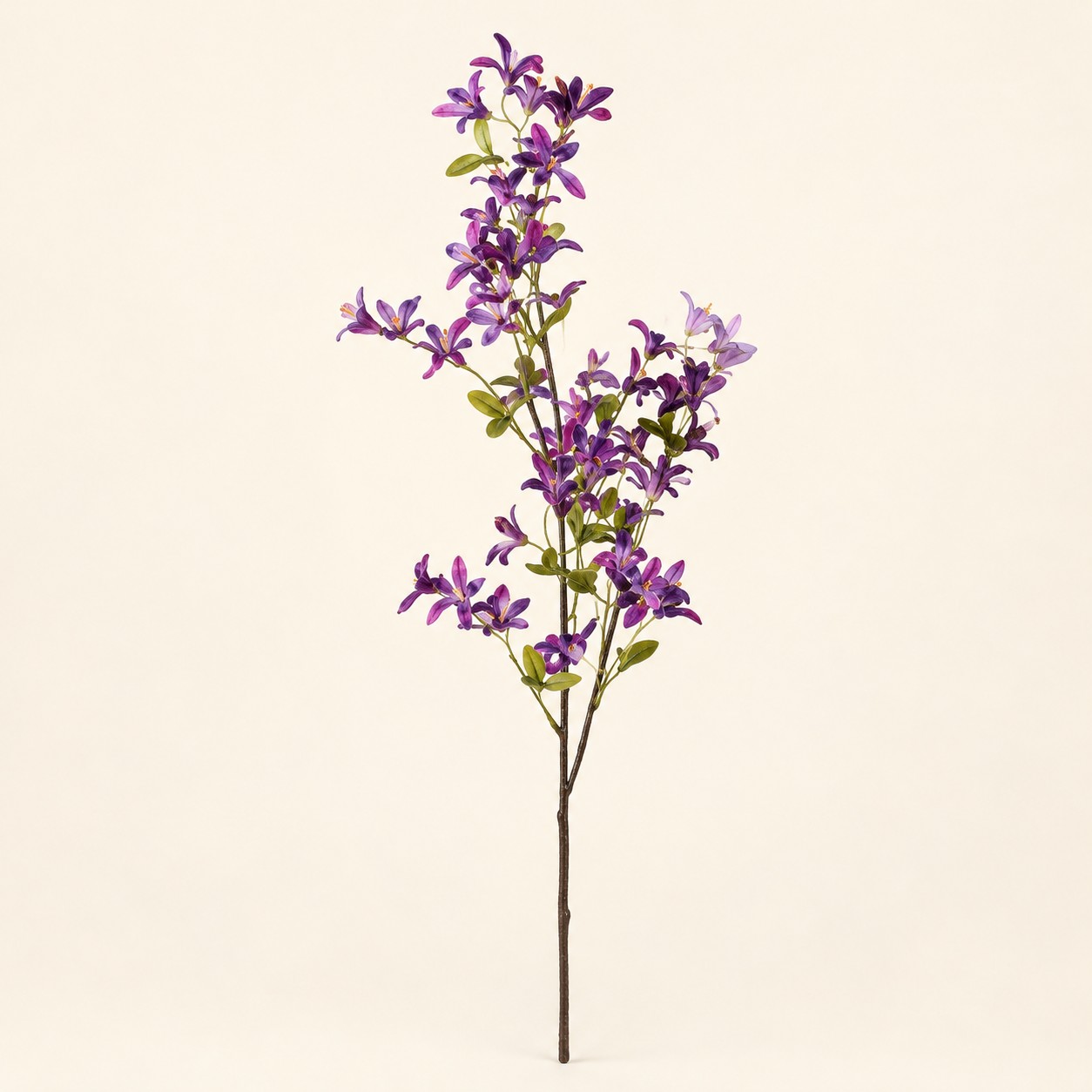 Tallo artificial Tige Lilas con pequeñas flores lilas y hojas verdes