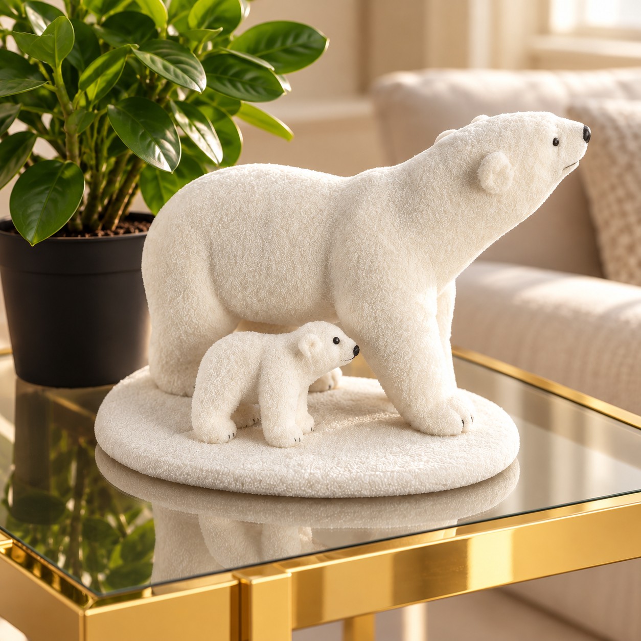 Oso polar decorativo — Ours Tendresse con complementos del catálogo HOCART, segundo ángulo