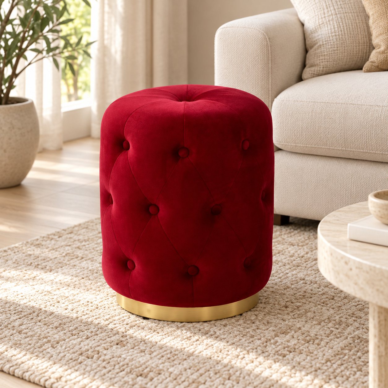 Taburete de terciopelo — Tabouret Capitonné — vista ambientada