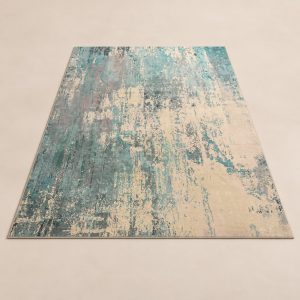 Alfombra abstracta Tapis Lagune de 200 × 300 cm sobre fondo beige limpio