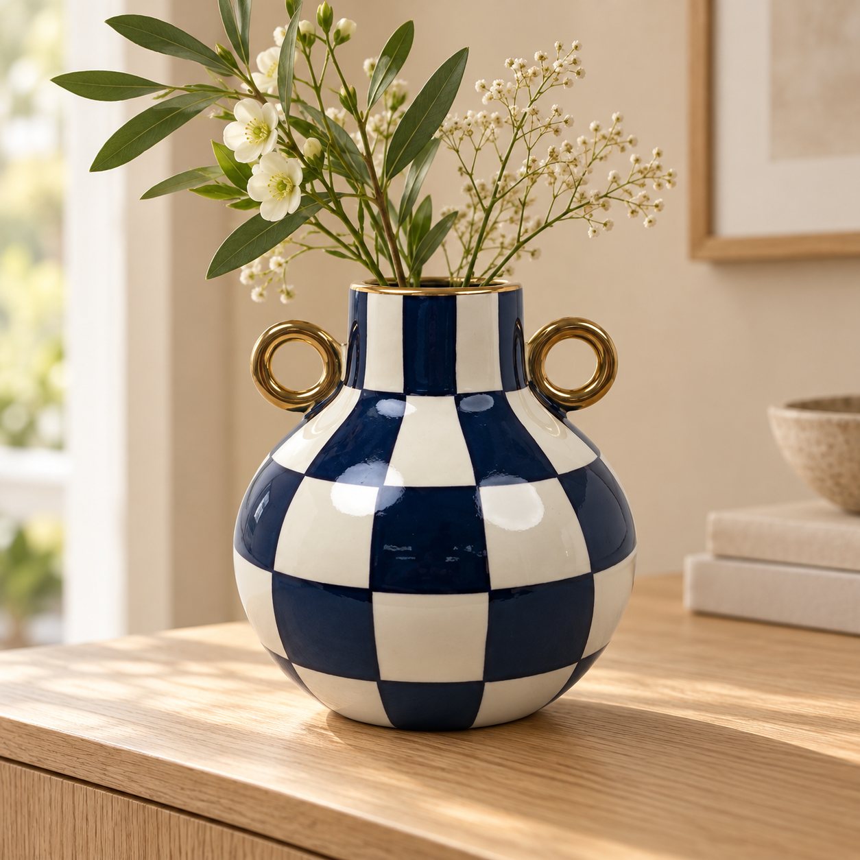 Florero de cerámica — Vase Échiquier, vista ambientada