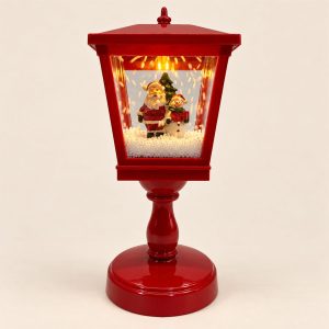 Linterna navideña roja con luz y música Réverbère Cardinal