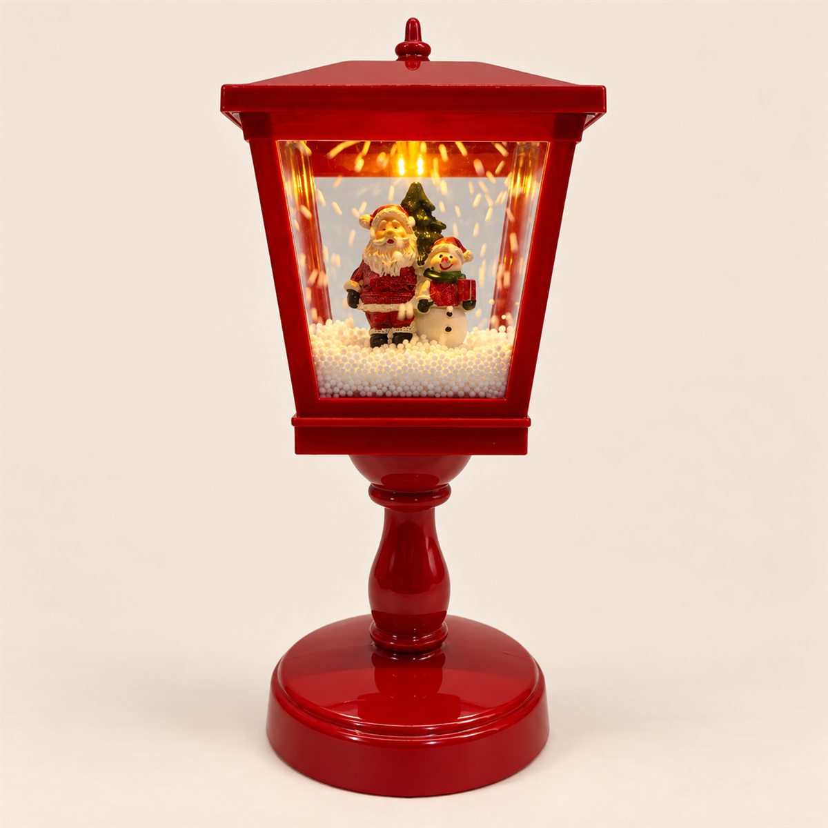 Linterna navideña roja con luz y música Réverbère Cardinal
