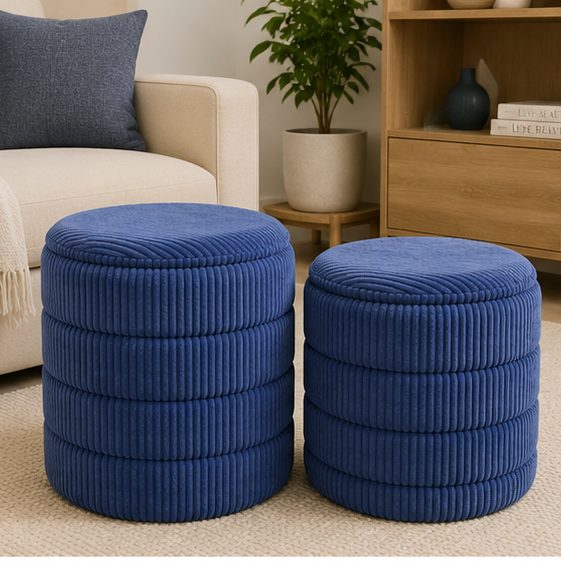Set de taburetes de almacenamiento Velvet Bleu — vista 2