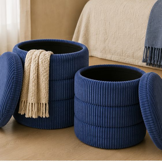 Set de taburetes de almacenamiento Velvet Bleu